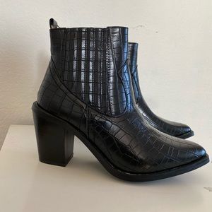 Western Crocodile Vegan Leather Boots